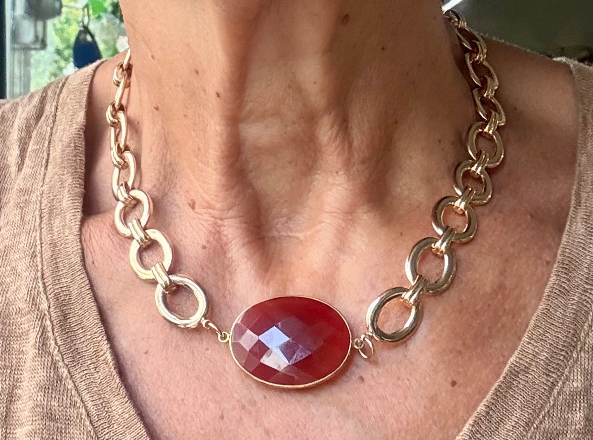 Gold-plated Carnelian Necklace -photo-2
