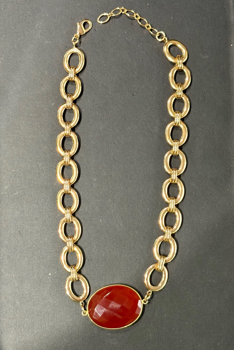 Gold-plated Carnelian Necklace -photo-3