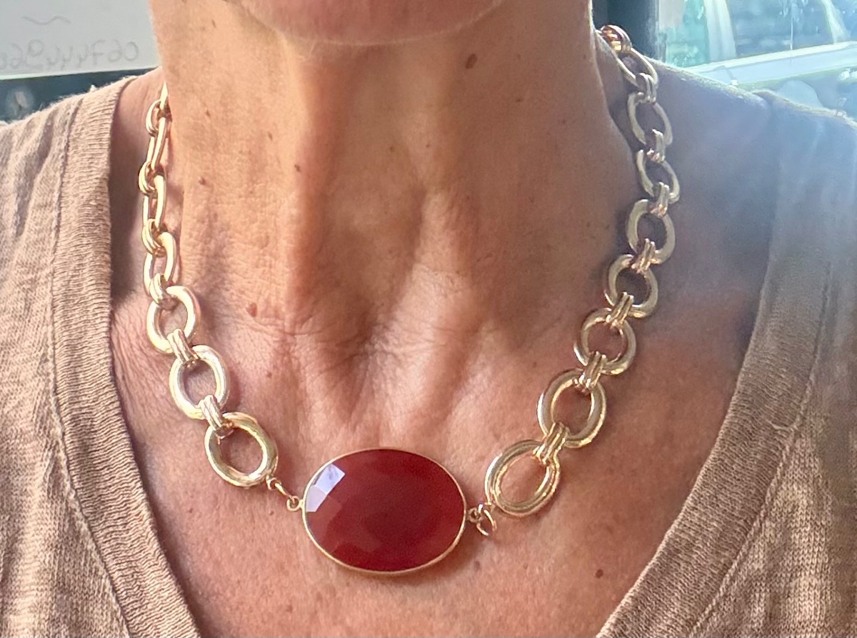 Gold-plated Carnelian Necklace -photo-4