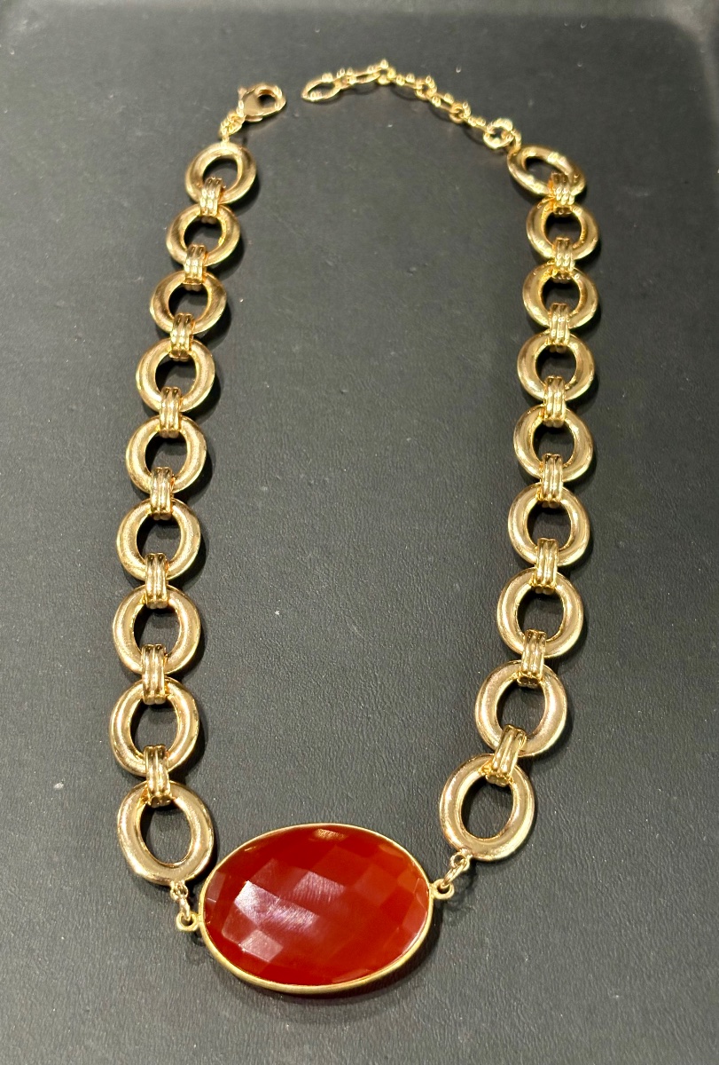 Gold-plated Carnelian Necklace 