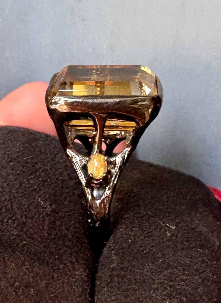 Bague argent citrine , 2 opales -photo-3