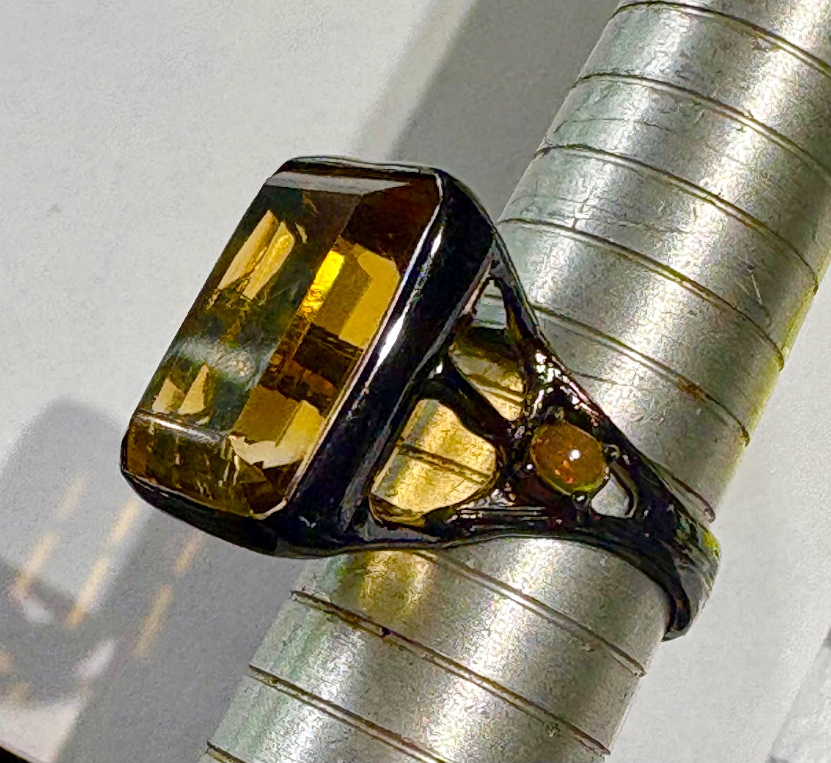 Bague argent citrine , 2 opales -photo-5