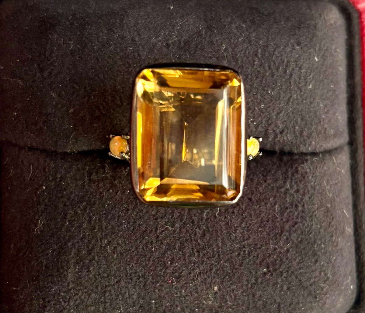 Bague argent citrine , 2 opales -photo-7