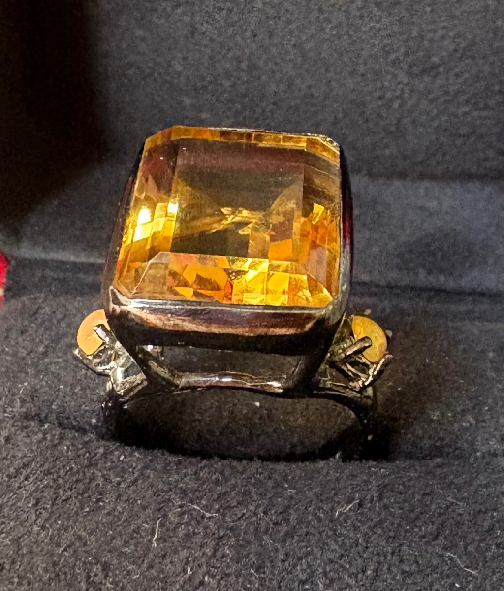 Bague argent citrine , 2 opales -photo-8