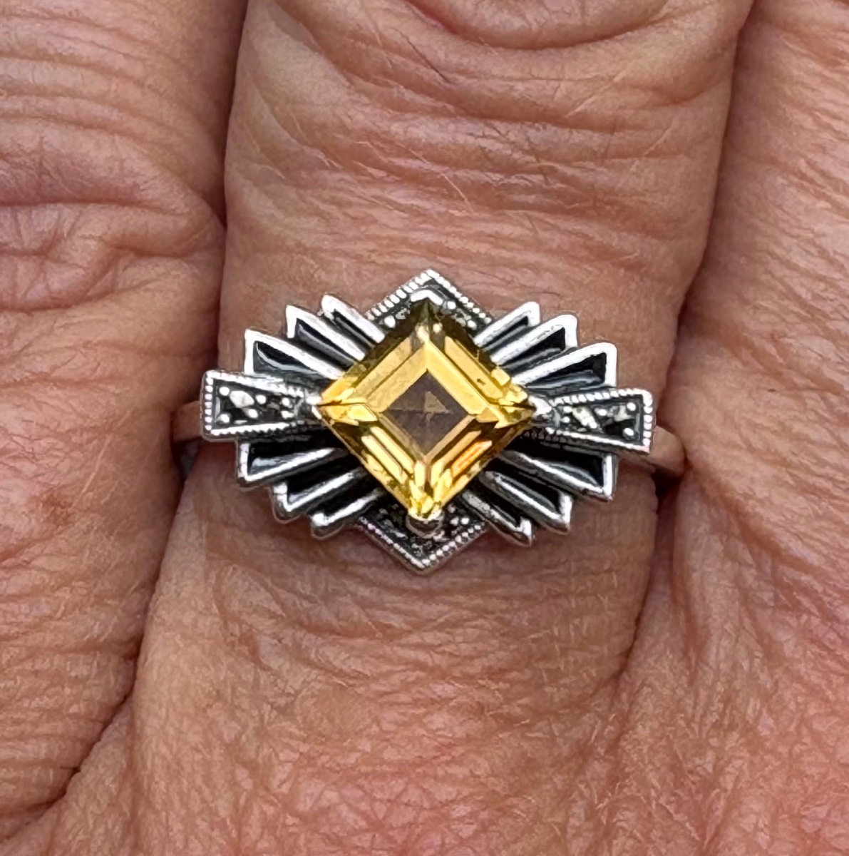 Bague argent citrine « art déco »-photo-4