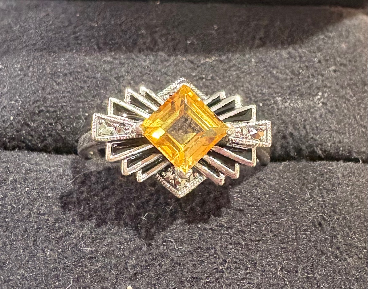 Bague argent citrine « art déco »-photo-3