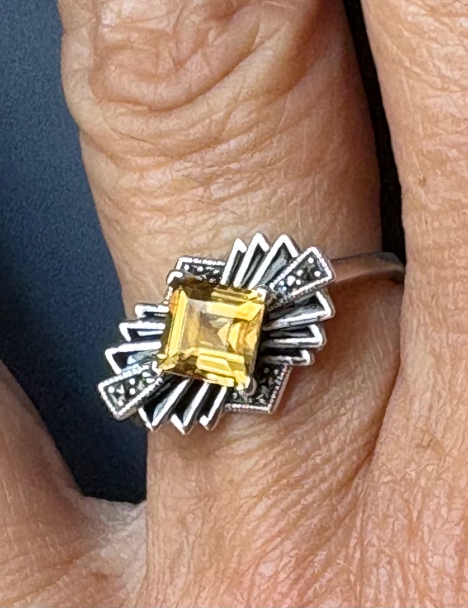 Bague argent citrine « art déco »-photo-1