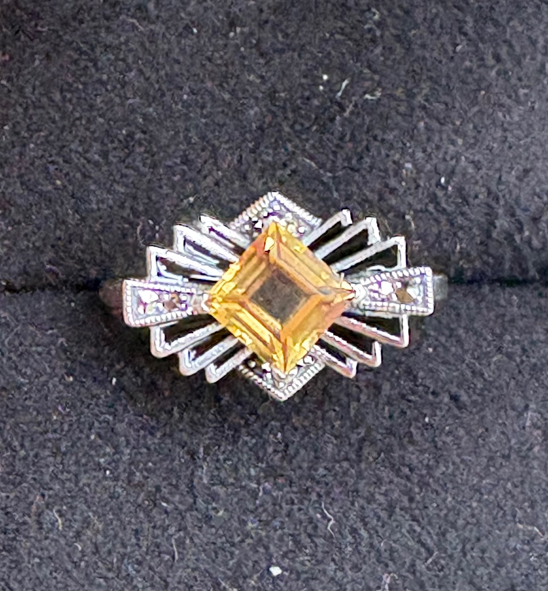 Bague argent citrine « art déco »