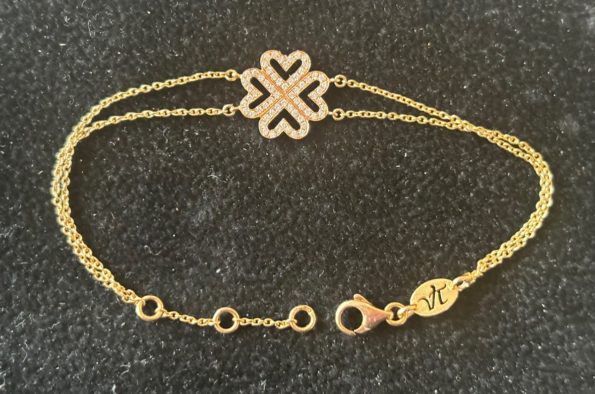 Bracelet trèfle or diamants -photo-2