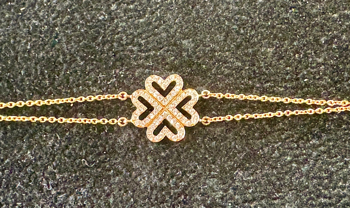 Bracelet trèfle or diamants -photo-3