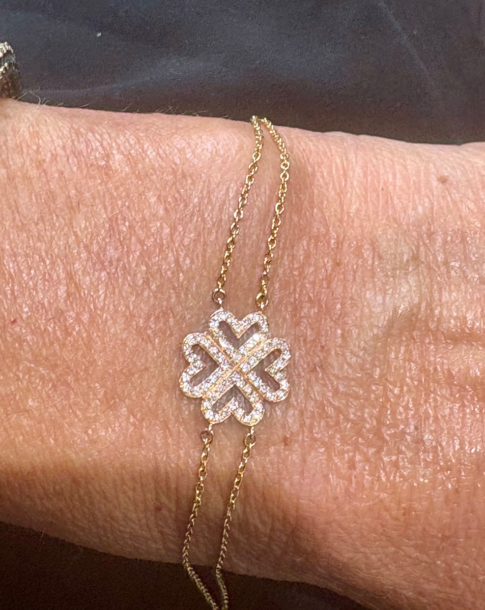 Gold Diamond Clover Bracelet -photo-1