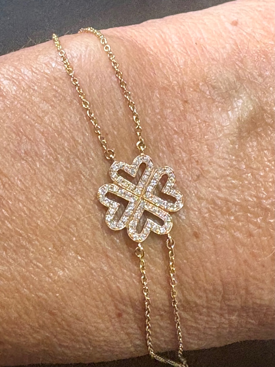 Gold Diamond Clover Bracelet -photo-4