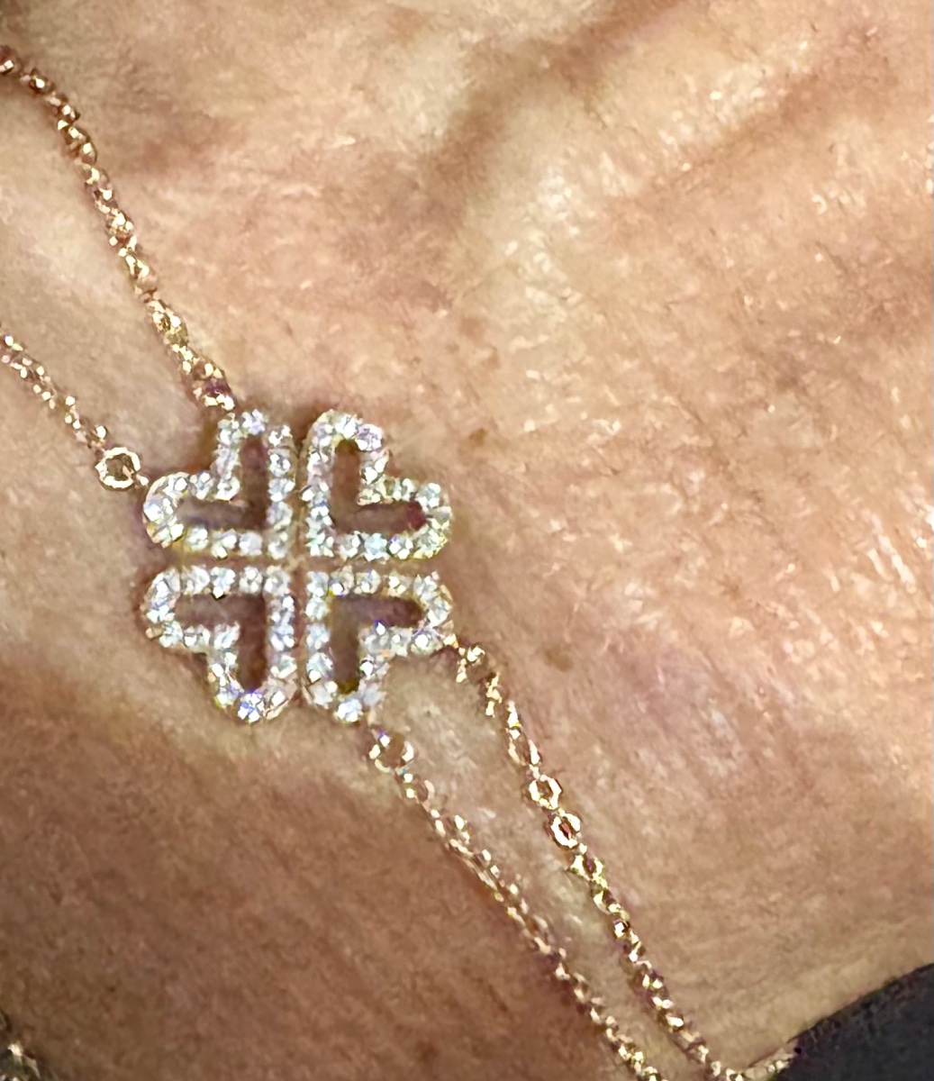 Bracelet trèfle or diamants 