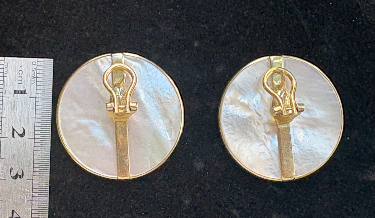 Mother-of-pearl And Vermeil Earrings -photo-2