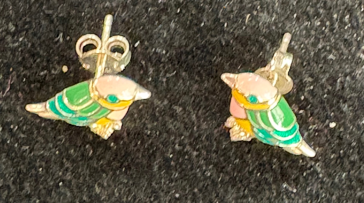 Silver Enamel Earrings -photo-3