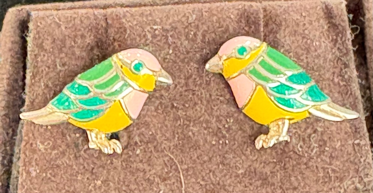 Silver Enamel Earrings -photo-4