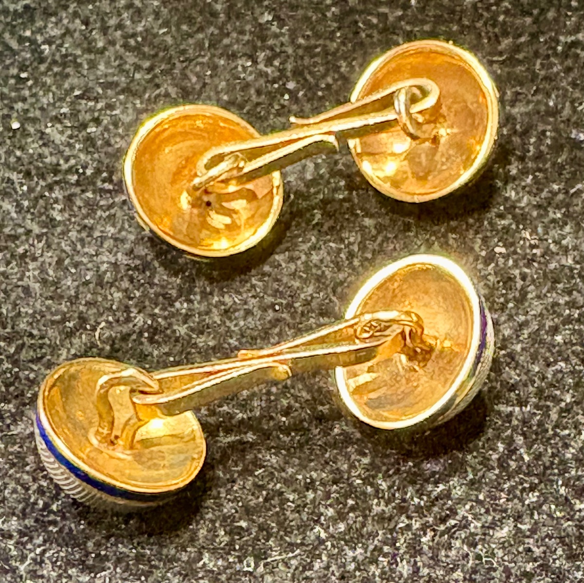 White Gold And Yellow Gold Cufflinks With Sapphires And Enamel -photo-4