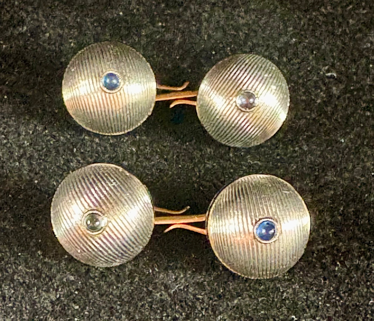White Gold And Yellow Gold Cufflinks With Sapphires And Enamel -photo-3