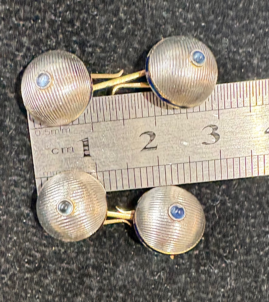 White Gold And Yellow Gold Cufflinks With Sapphires And Enamel -photo-7