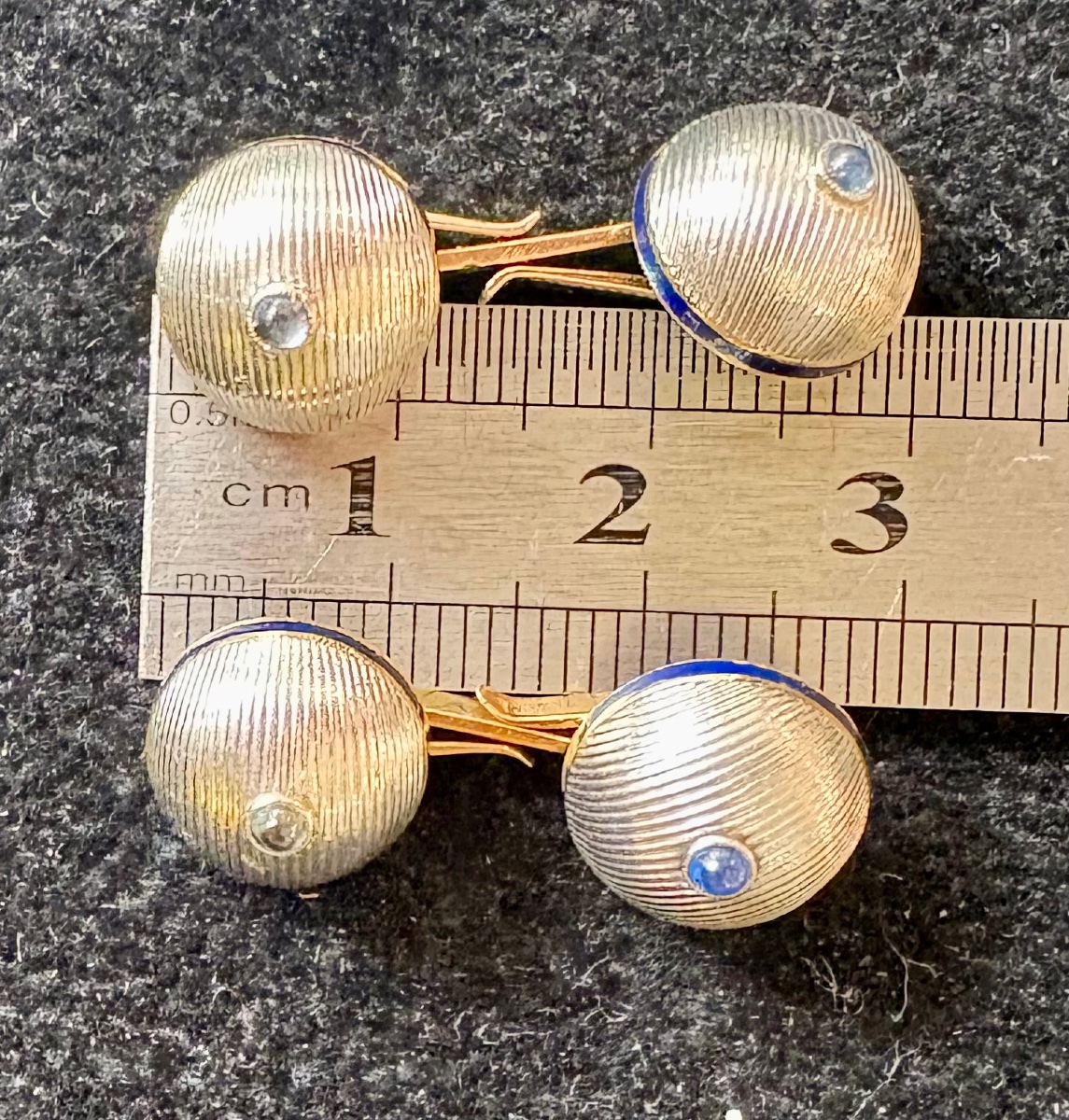 White Gold And Yellow Gold Cufflinks With Sapphires And Enamel -photo-8