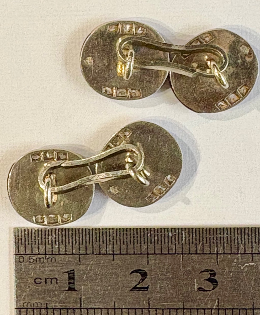 Boutons de manchettes or/platine ,onyx,diamants-photo-4