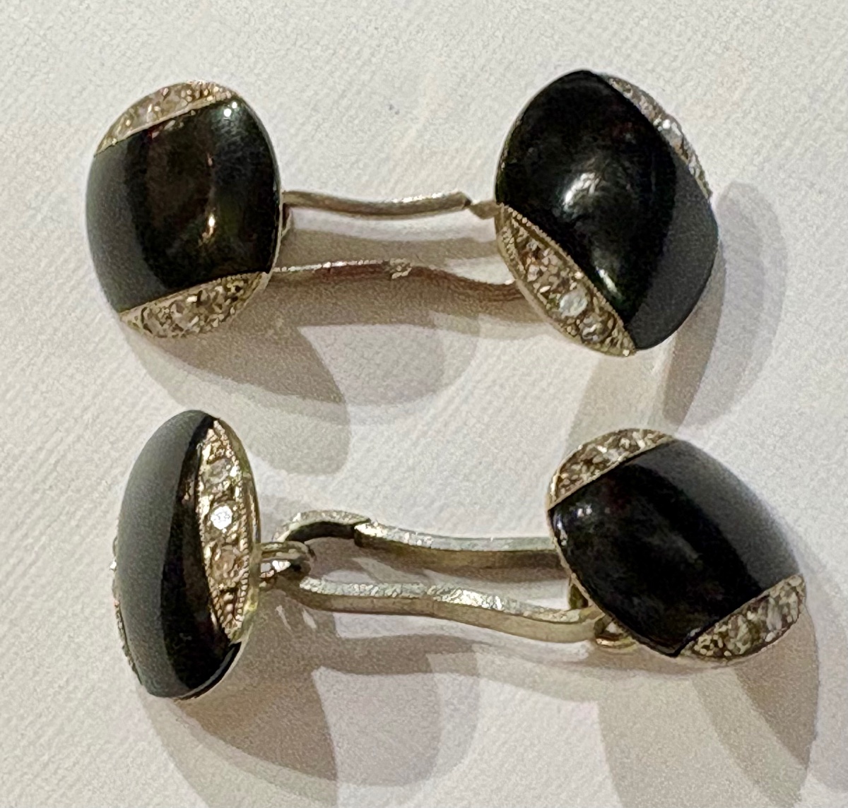 Boutons de manchettes or/platine ,onyx,diamants-photo-4