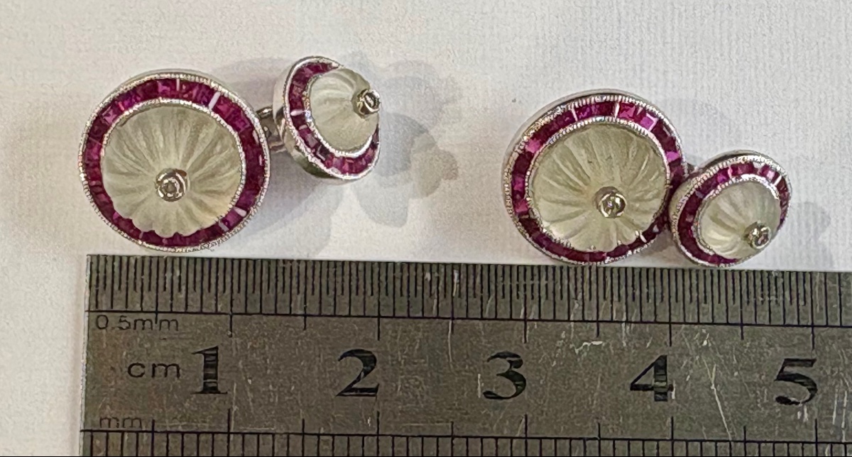 Cufflings Gold Rubis Rock Cristal Diamonds-photo-3