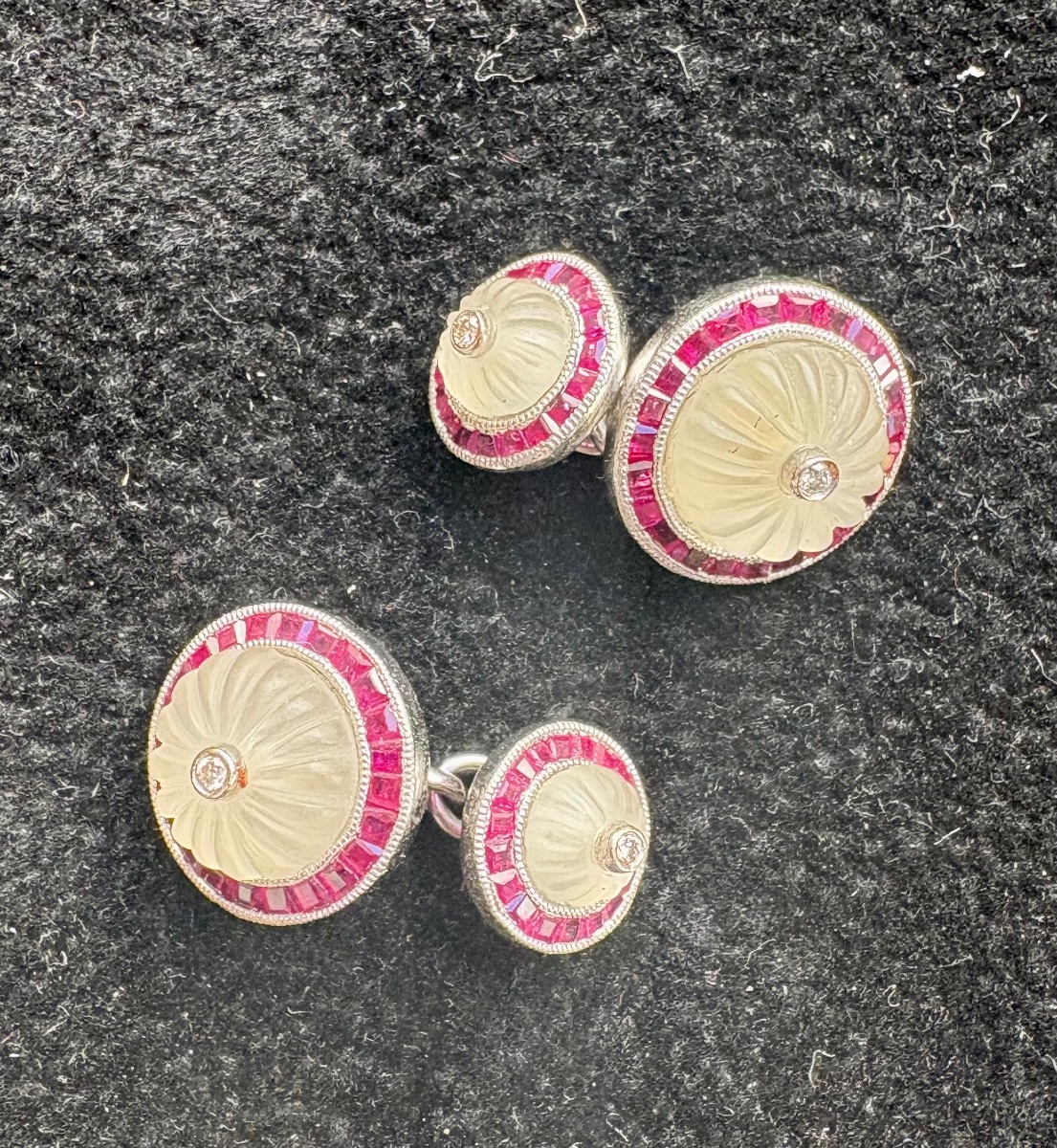 Cufflings Gold Rubis Rock Cristal Diamonds-photo-4