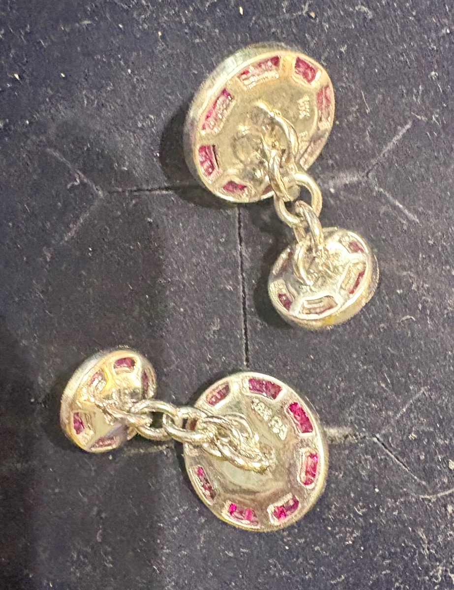 Cufflings Gold Rubis Rock Cristal Diamonds-photo-1