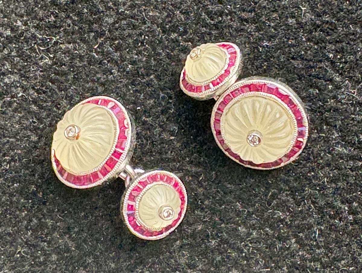 Cufflings Gold Rubis Rock Cristal Diamonds-photo-2