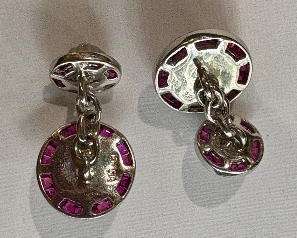 Cufflings Gold Rubis Rock Cristal Diamonds-photo-3