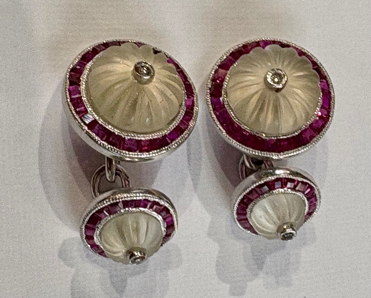 Cufflings Gold Rubis Rock Cristal Diamonds-photo-5