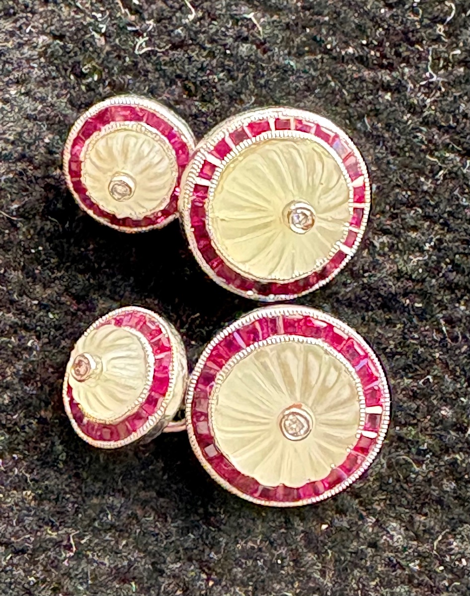 Cufflings Gold Rubis Rock Cristal Diamonds
