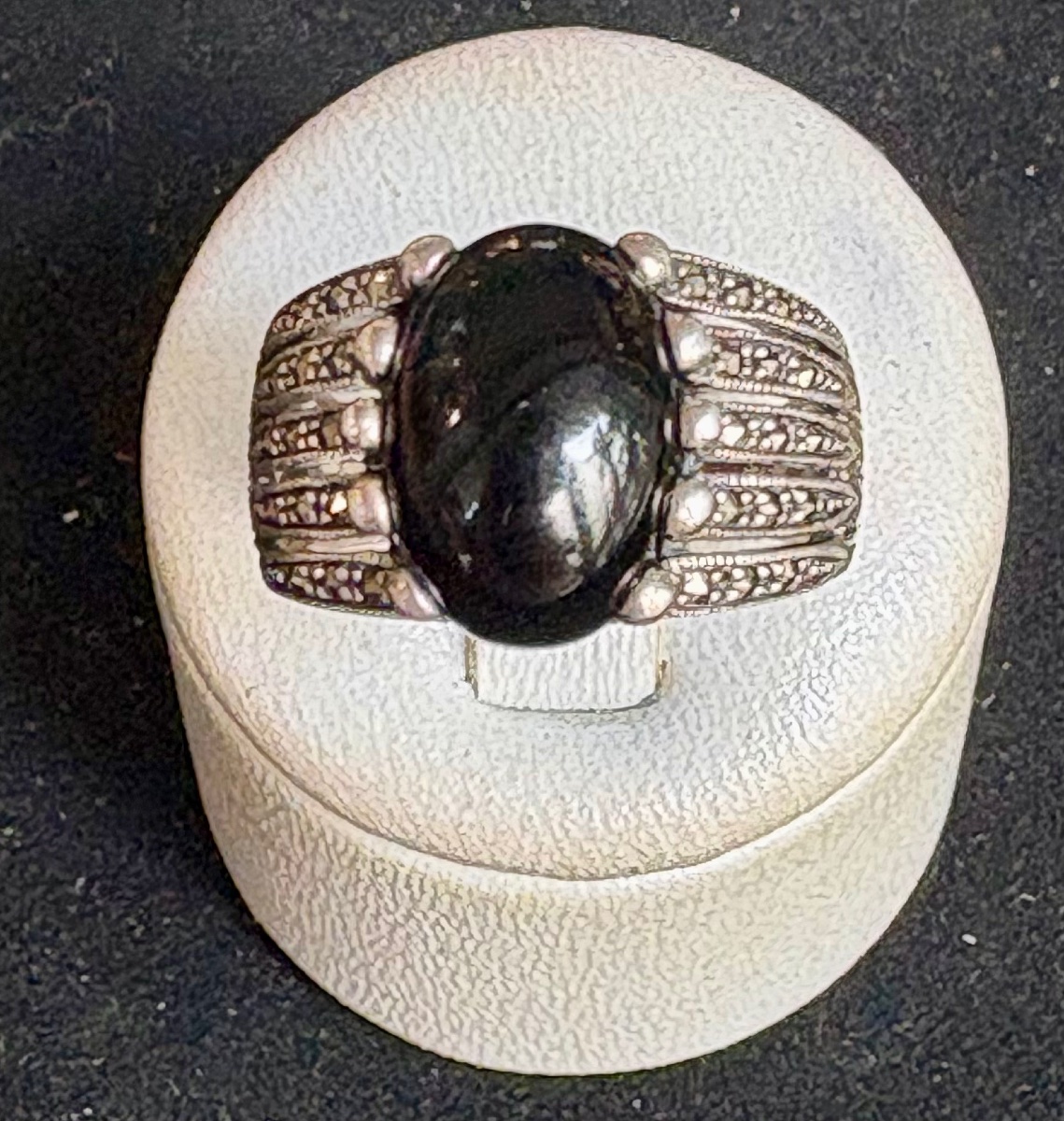 Bague argent onyx marcassites-photo-3