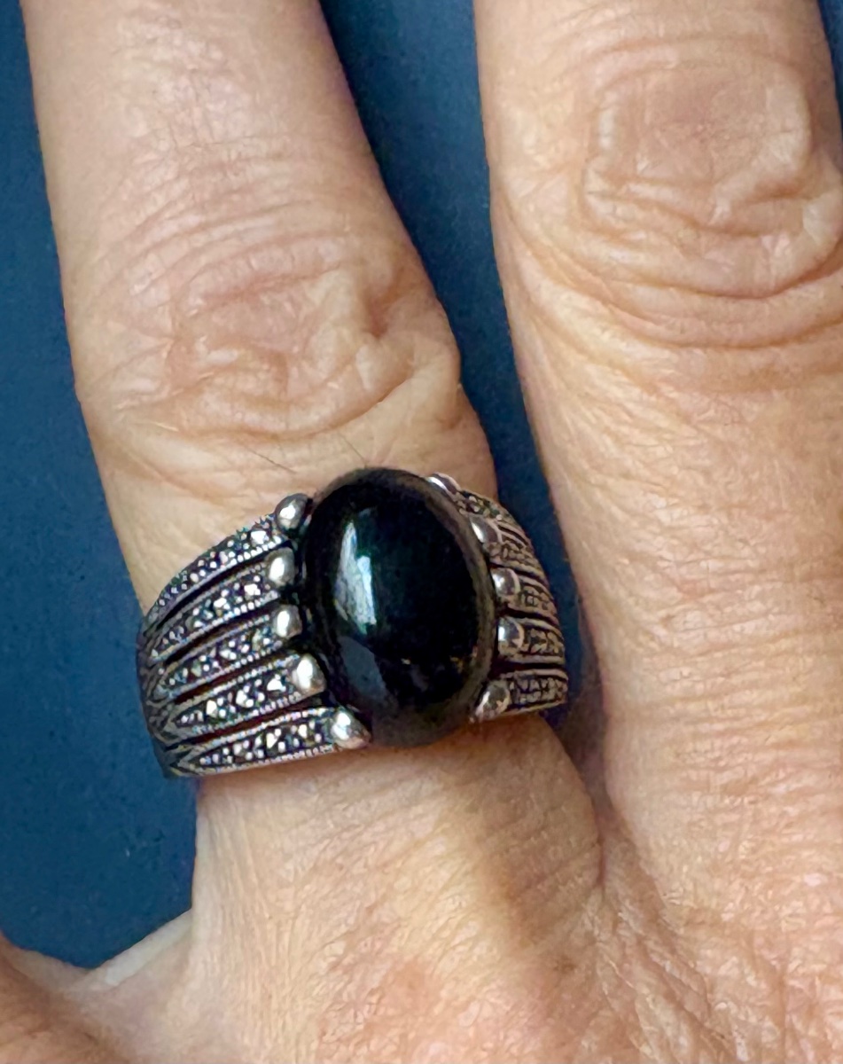 Bague argent onyx marcassites-photo-4
