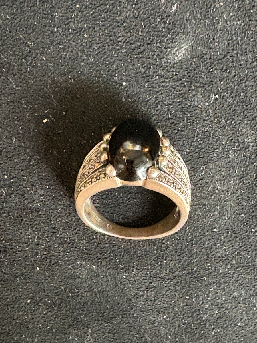 Bague argent onyx marcassites-photo-4