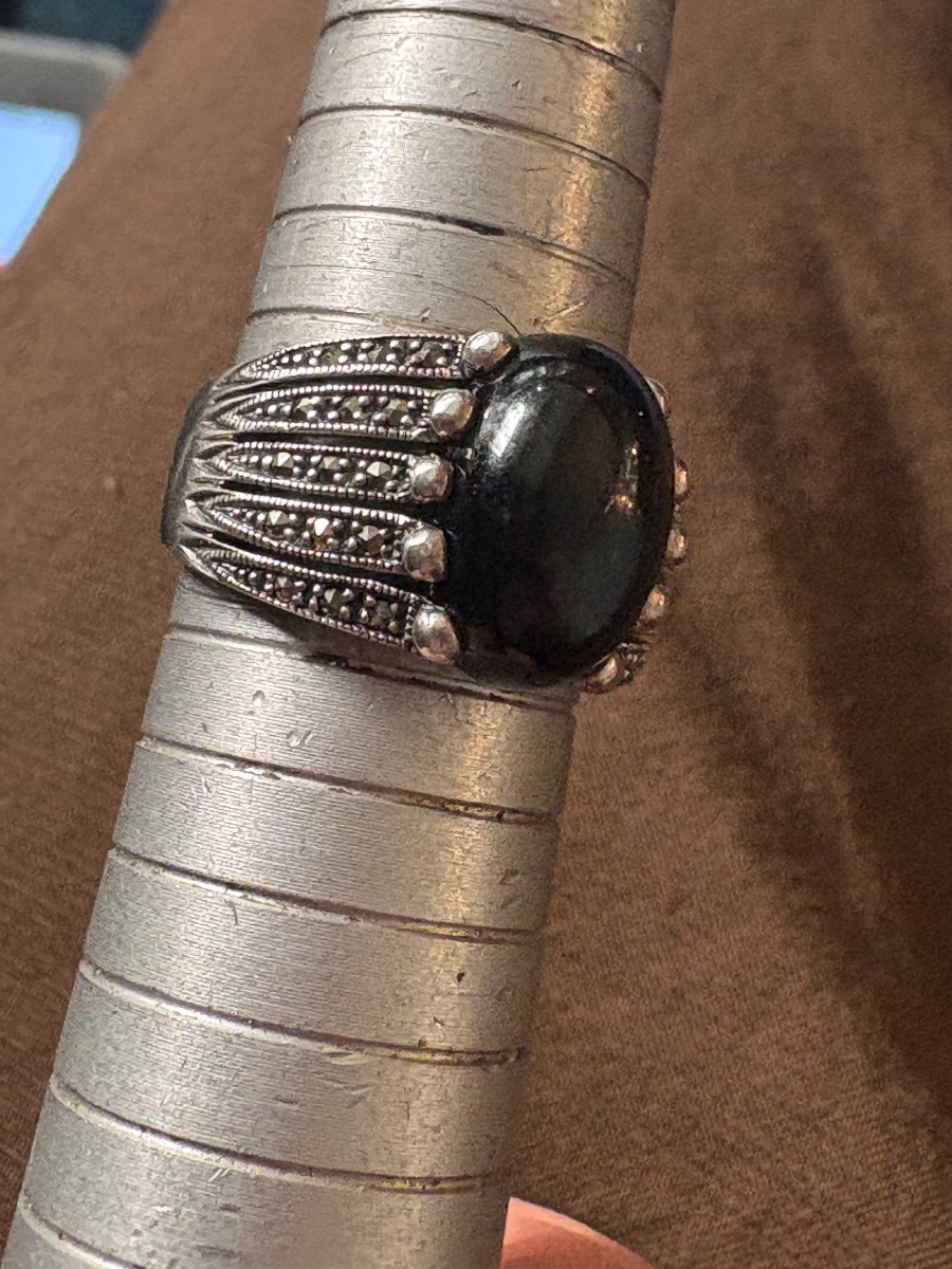 Bague argent onyx marcassites-photo-8