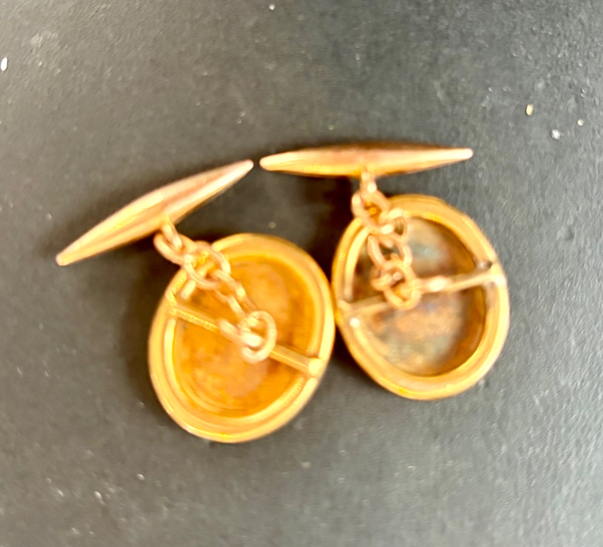 18k Gold Cufflinks With Enamel-photo-2