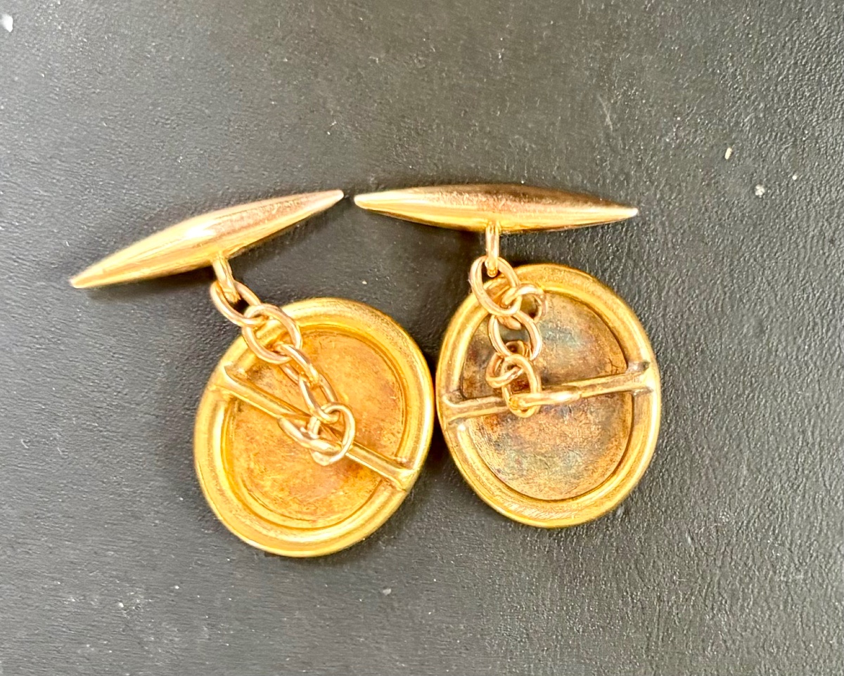 18k Gold Cufflinks With Enamel-photo-3