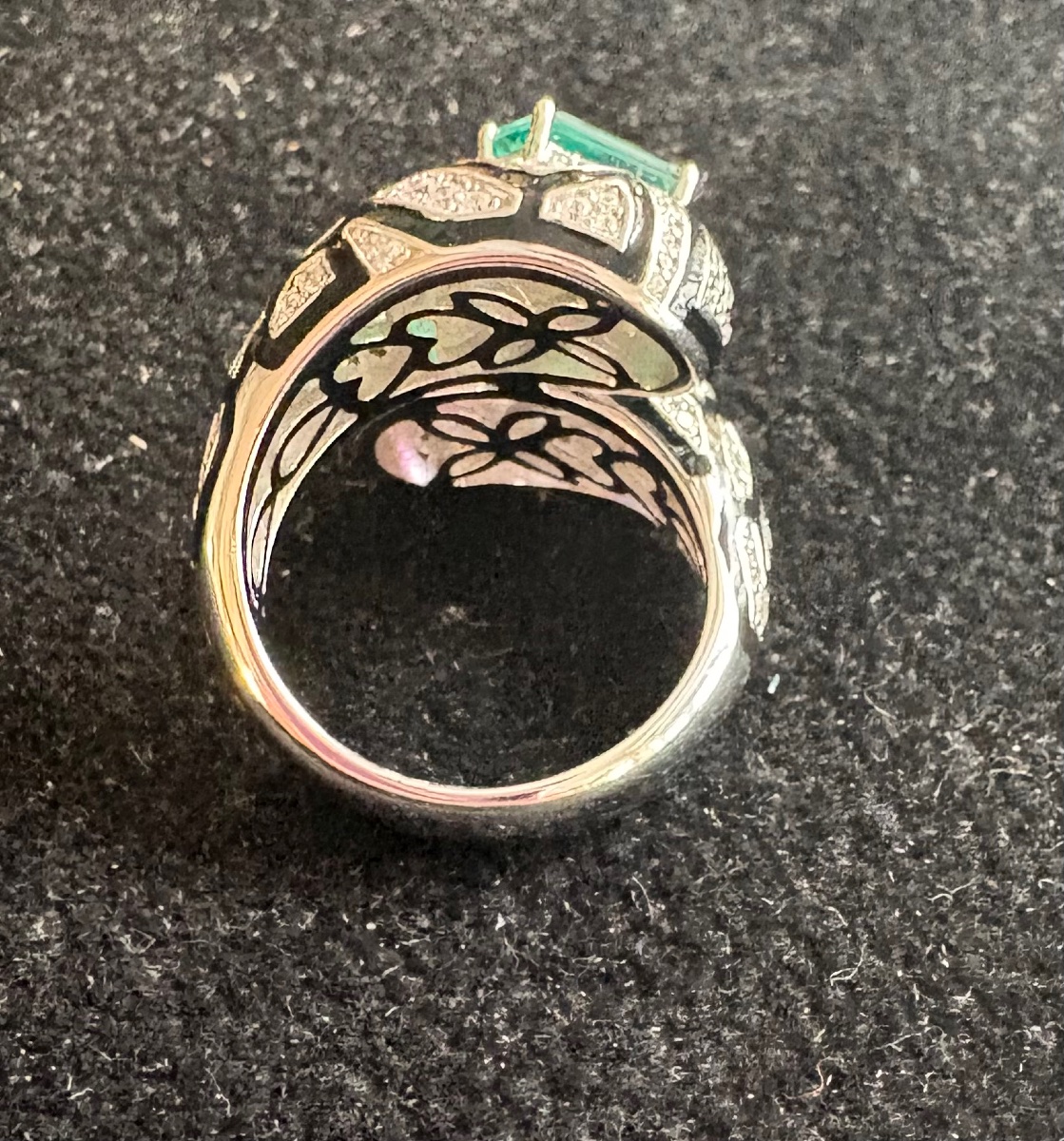 Silver Ring With Enamel And Synthetic Stones-photo-8