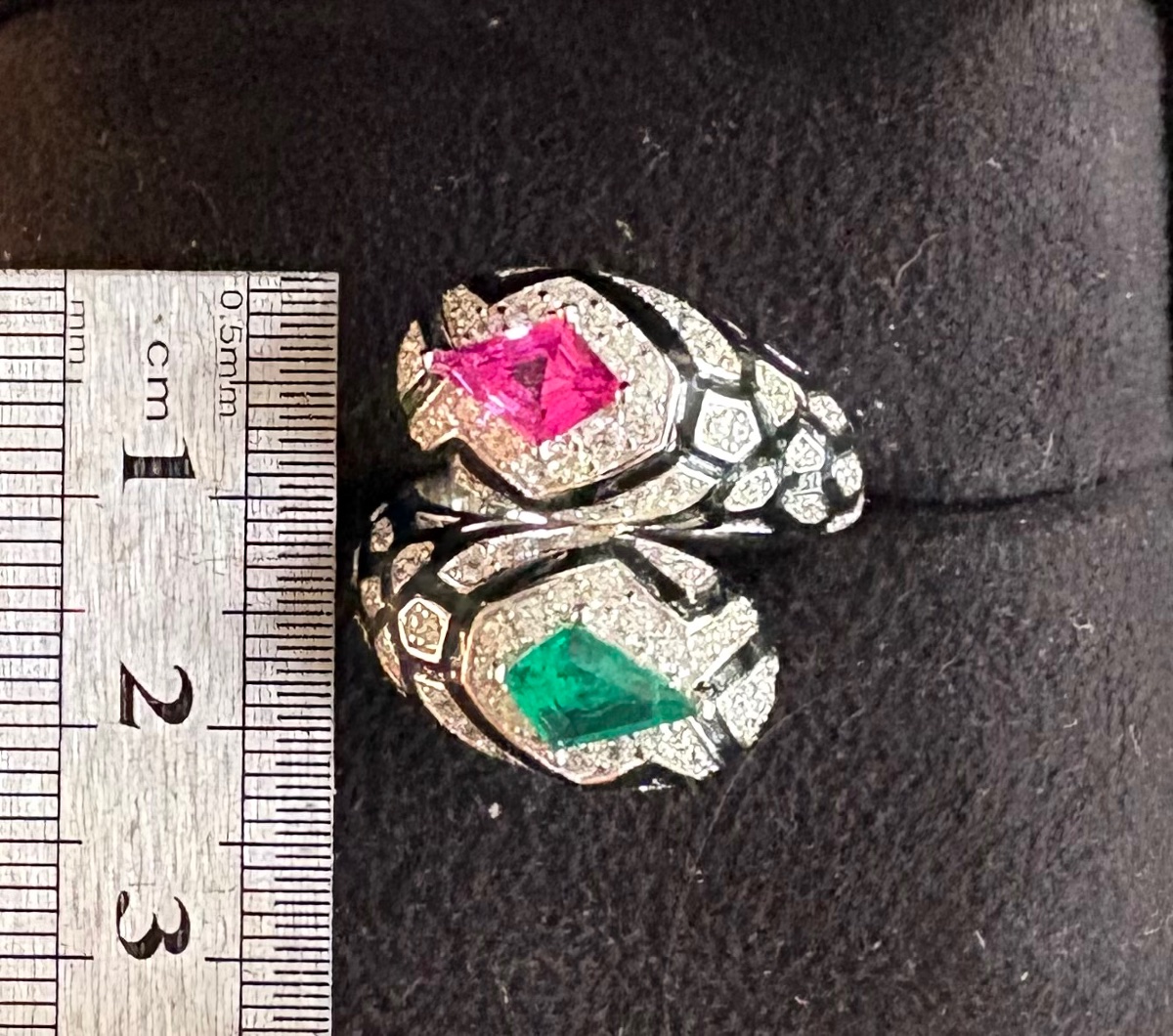 Silver Ring With Enamel And Synthetic Stones-photo-4