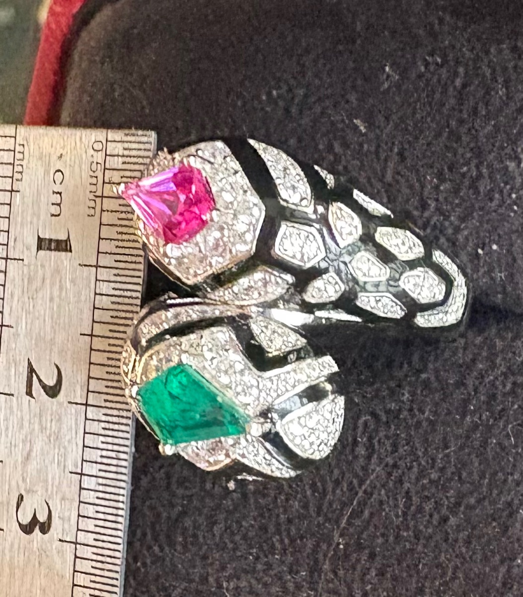 Silver Ring With Enamel And Synthetic Stones-photo-1