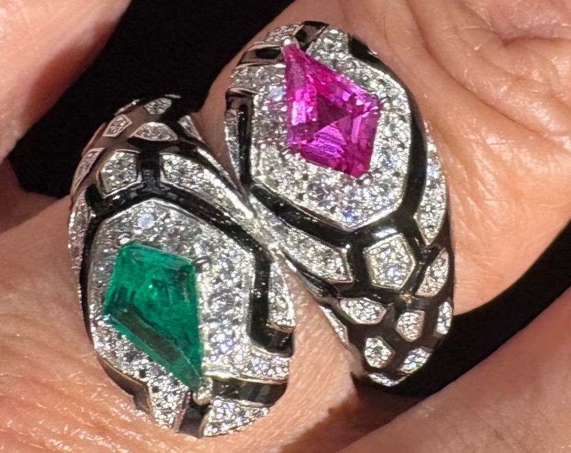 Silver Ring With Enamel And Synthetic Stones