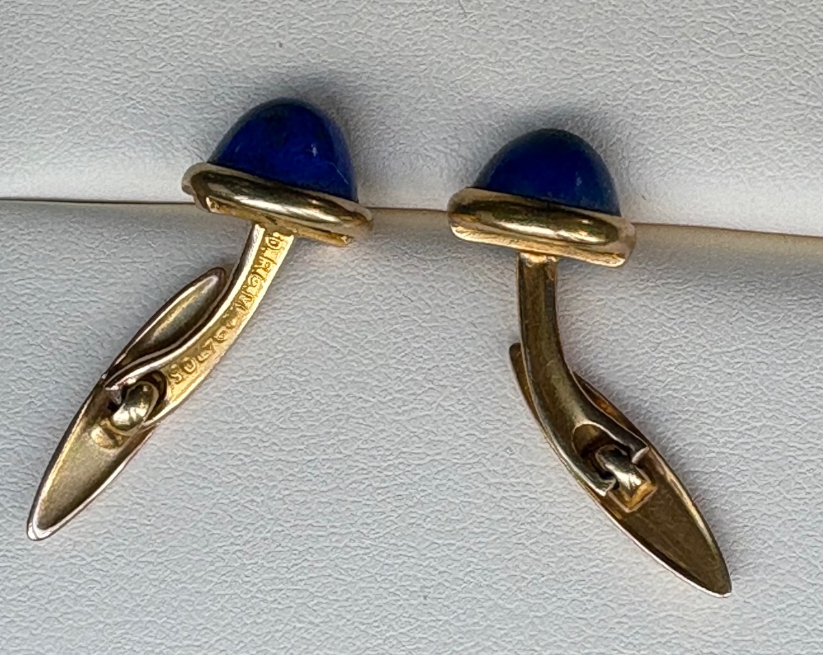 Boutons de manchettes lapis lazuli or 14 cts-photo-4