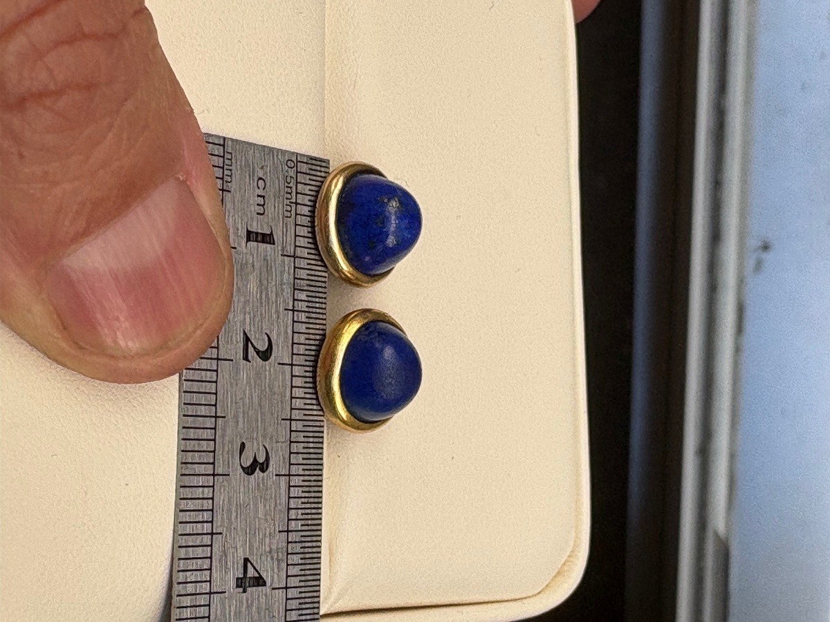 Boutons de manchettes lapis lazuli or 14 cts-photo-3