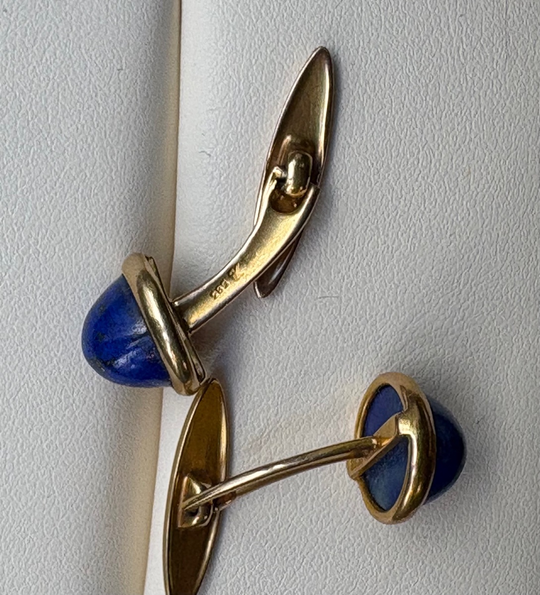 Boutons de manchettes lapis lazuli or 14 cts-photo-4