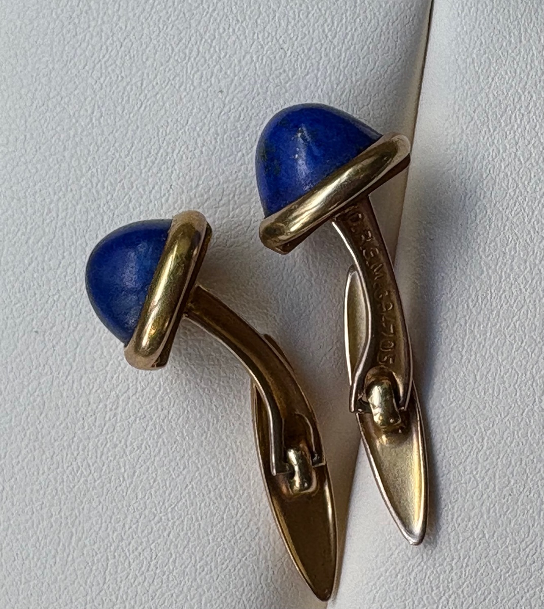 Boutons de manchettes lapis lazuli or 14 cts-photo-5