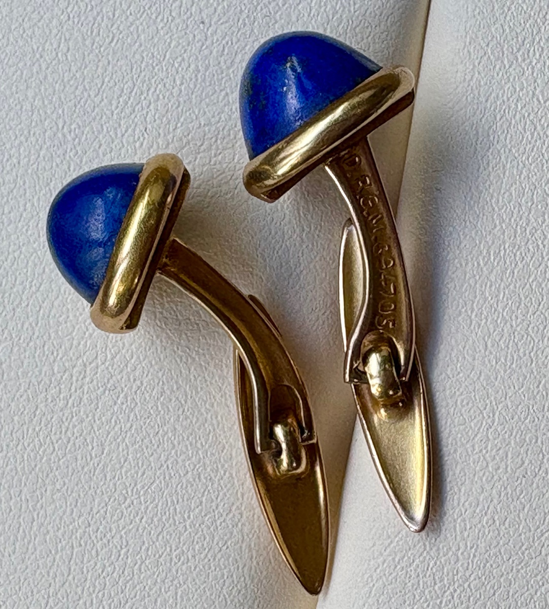 Boutons de manchettes lapis lazuli or 14 cts-photo-6