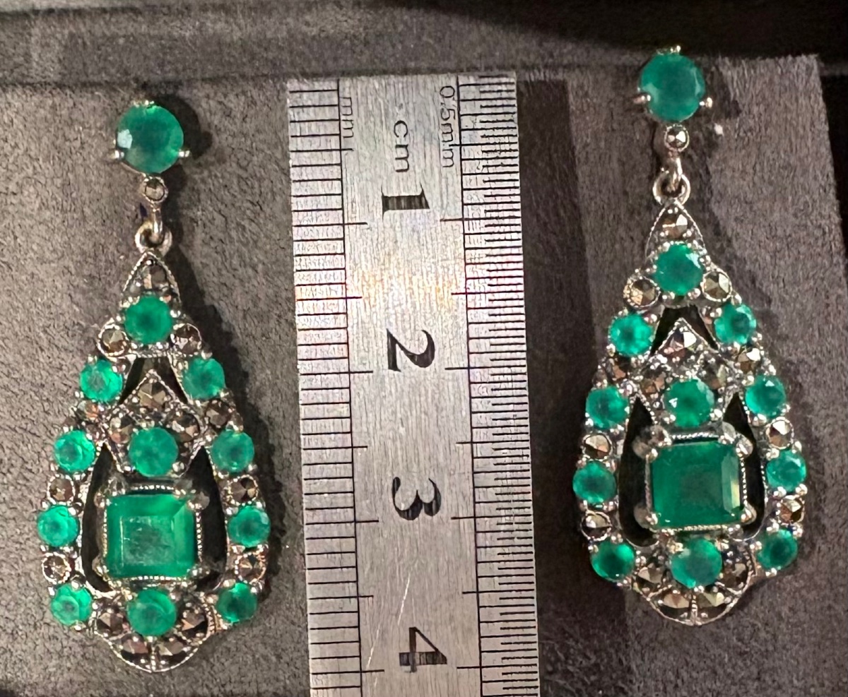 Boucles d oreilles argent Agathe vertes-photo-2