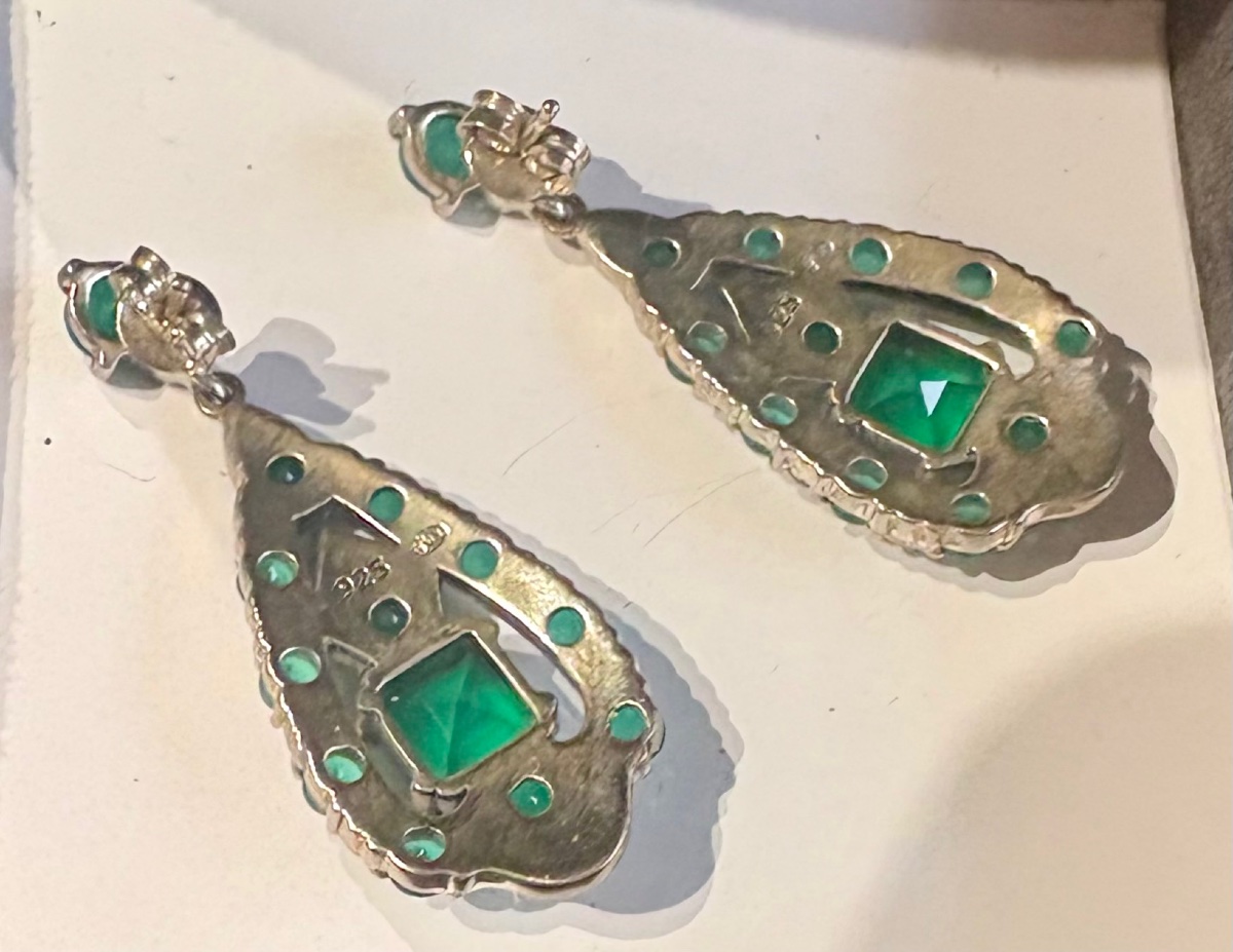 Boucles d oreilles argent Agathe vertes-photo-3